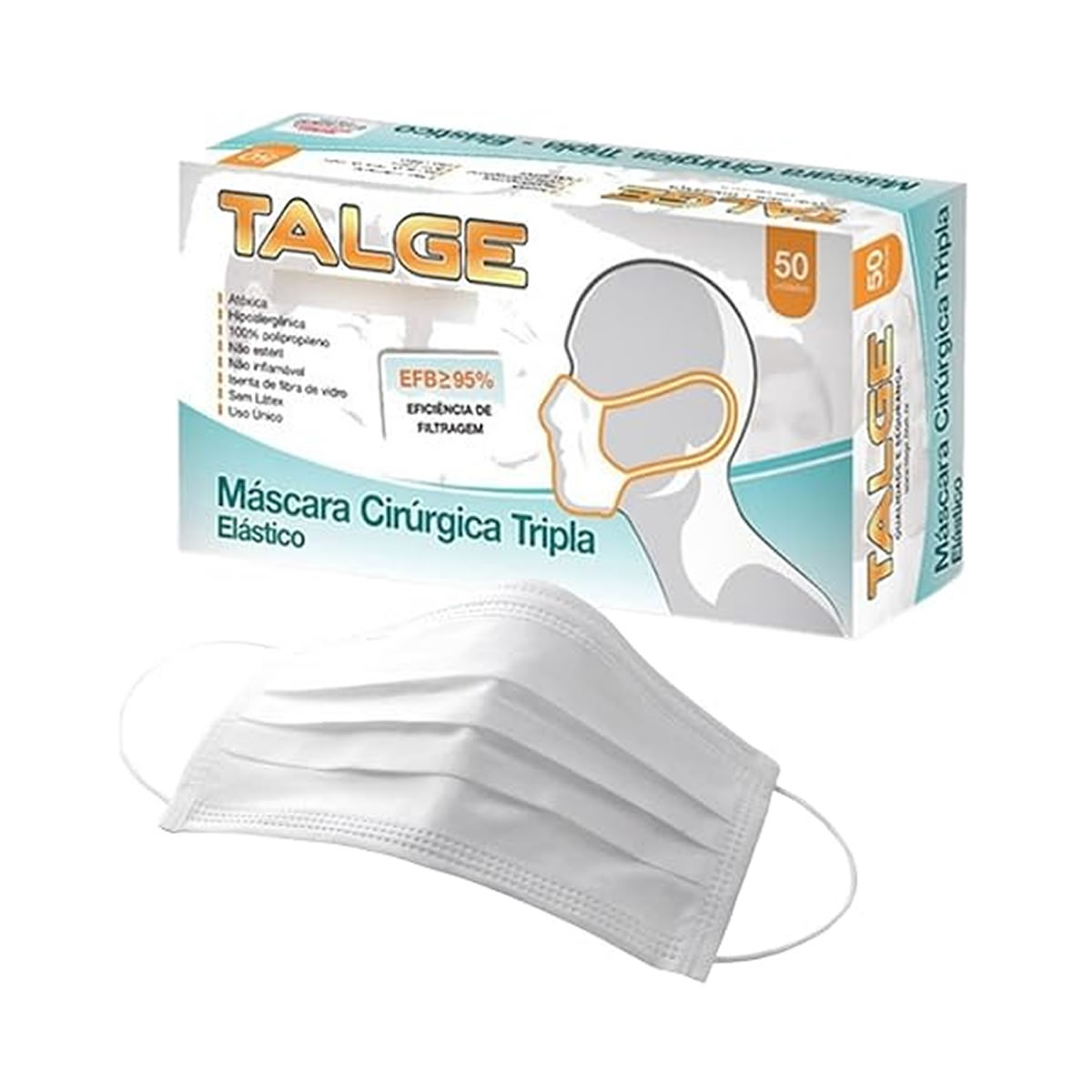 15580636029-2049.jpg MASCARA CIRURGICA TRIPLA C/ELASTICO C/50 TALGE - Imagem 1