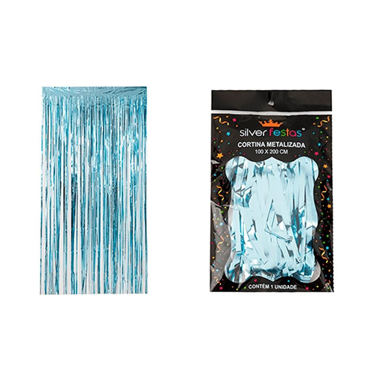 15580636101-2616.jpg CORTINA METALIZADA AZUL BEBE 100X200CM - SILVER - Imagem 1